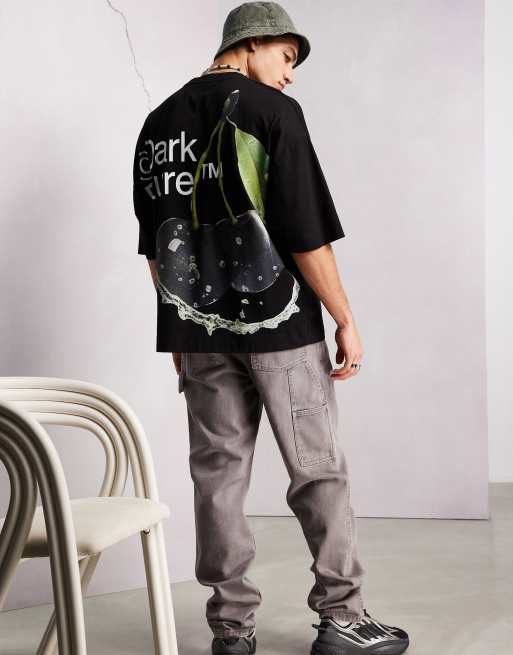 Asos Dark Future T Shirt Oversize Nera Con Stampa Grafica Di Ciliegie