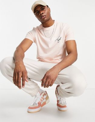 ASOS Dark Future t-shirt with small chest logo print in cloud pink