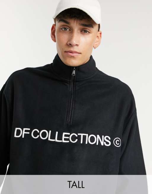 ASOS Dark Future Tall oversized polar fleece sweatshirt with half