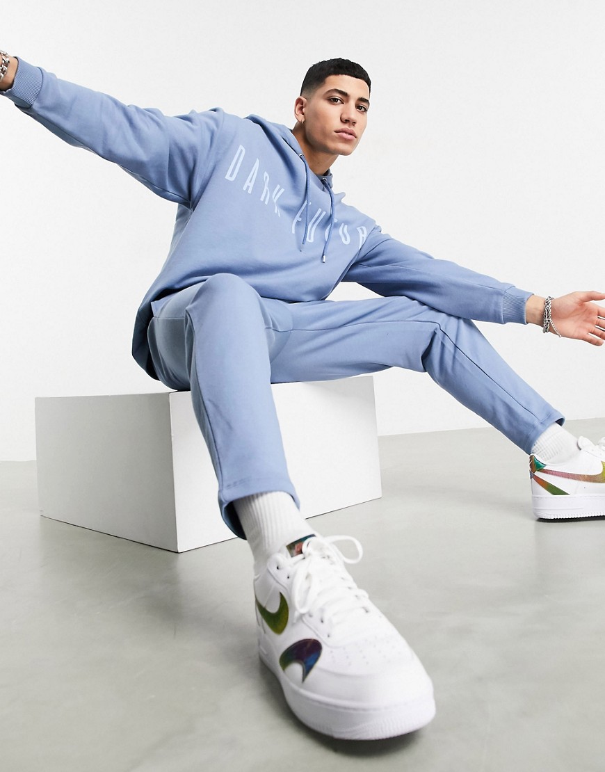ASOS Dark Future tracksuit in blue with chest logo-Blues
