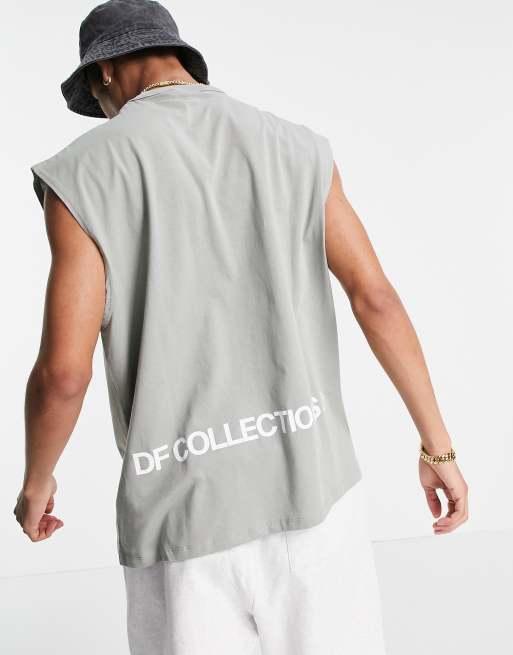 ASOS – Dark Future – Trägertop in Khaki mit Logoprint