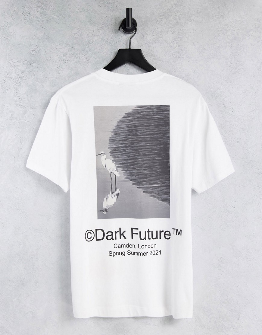 ASOS Dark Future – Vit t-shirt med logga och grafiska tryck-Vit/a