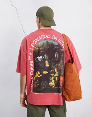 ASOS Dark Future x Da Vinci oversized t-shirt with large back graphic print in red