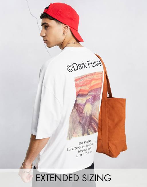 ASOS Dark Future x Edvard Munch – Biały T-shirt oversize z grafiką na plecach