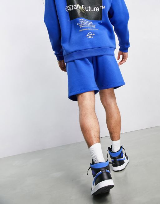 ASOS Dark Future x Mona Lisa relaxed shorts with graphic print in blue - part of a set, 2 of 4