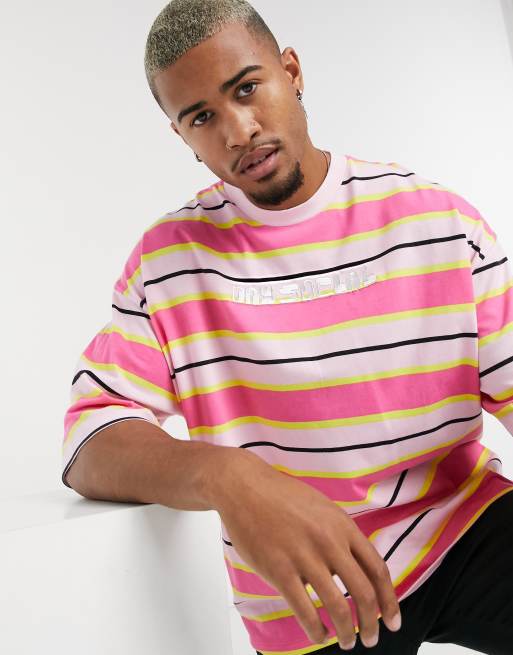 Pink striped sale t shirt