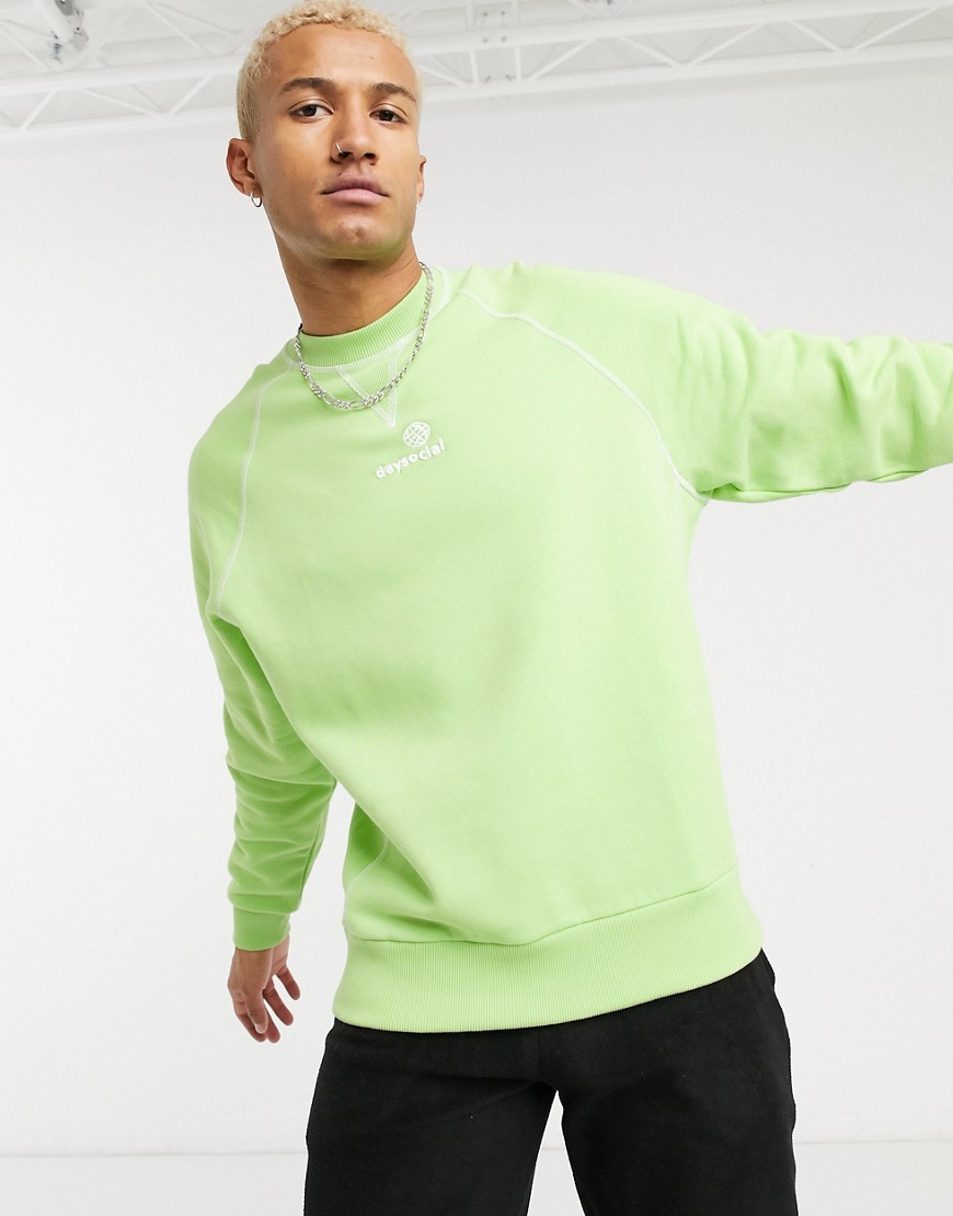 ASOS Day Social - Oversized sweatshirt met geborduurd logo-Groen