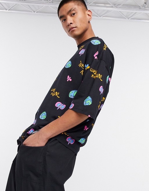 ASOS Daysocial oversized t-shirt with all over Daysocial Logo print