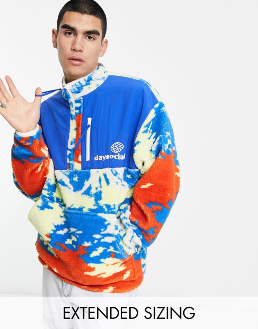 ASOS Day Social quarter zip sweatshirt in all over print teddy borg in multi colors