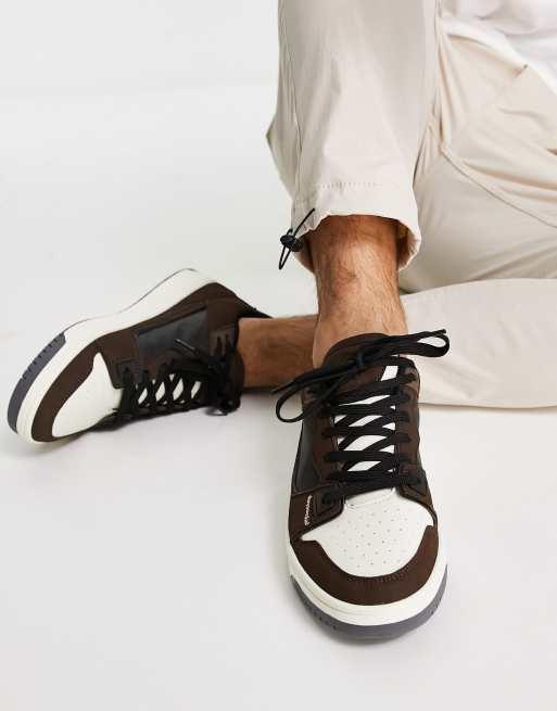 ASOS Day Social retro sneakers in brown and white with black laces, 3 of 4