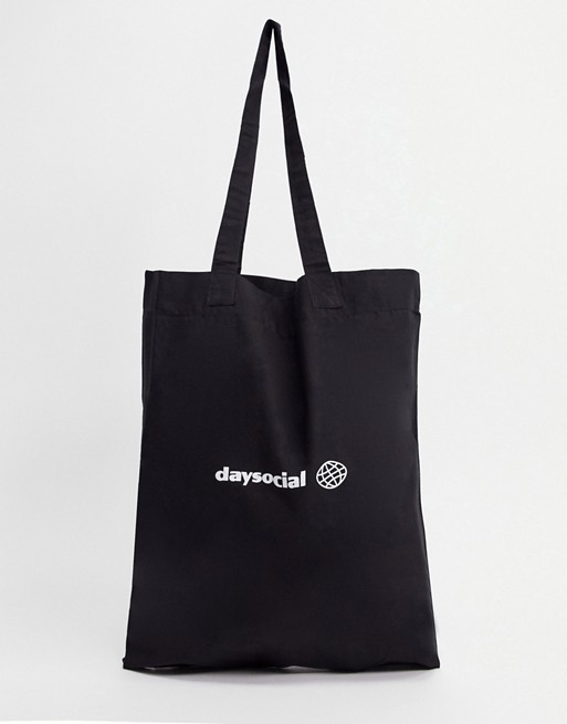 ASOS Daysocial tote bag in black organic cotton