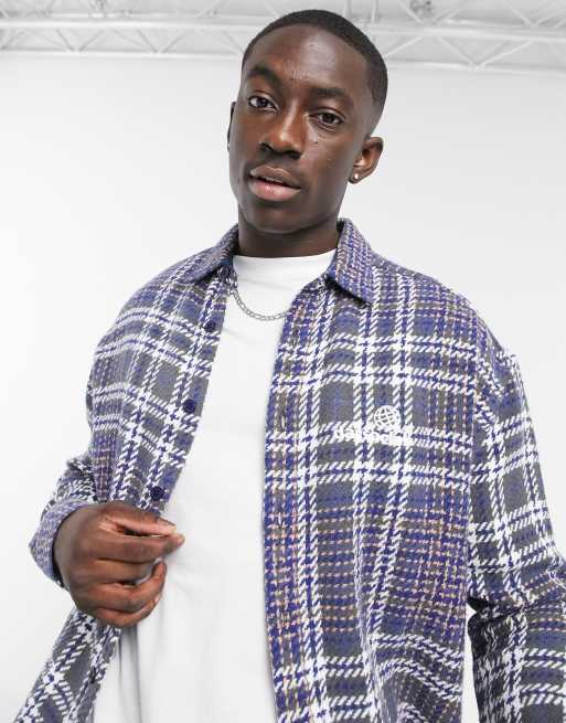 ASOS – Daysocial – 90er-Jahre Oversize-Karohemd mit Schriftzug-Stickerei