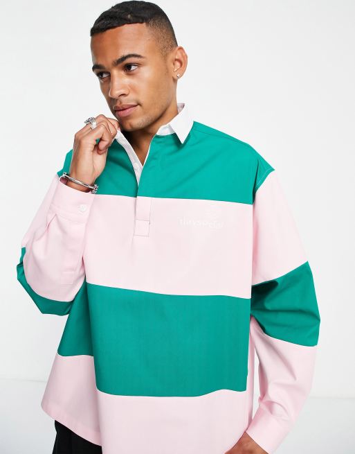 COLOR BLOCKING OVERSIZED RUGBY POLO MENS