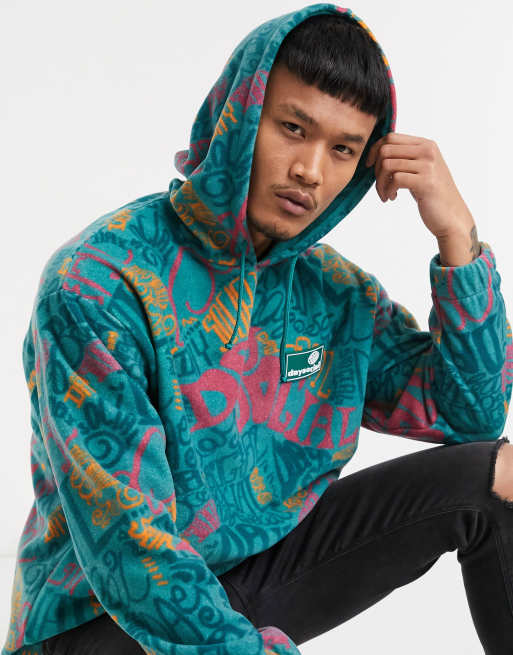 ASOS Daysocial unisex oversized set in polar fleece with all over print