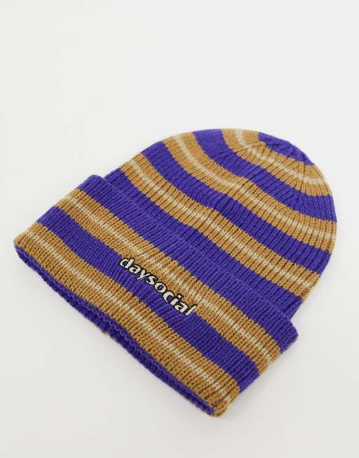 ASOS Daysocial fisherman beanie in stripe