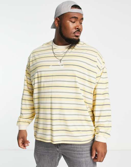 ASOS Daysocial – Langärmliges Oversize-Shirt in Gelb mit Print und Streifen, 2 von 4