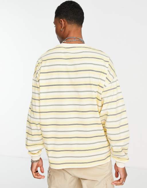 ASOS Daysocial – Langärmliges Oversize-Shirt in Gelb mit Print und Streifen, 3 von 4