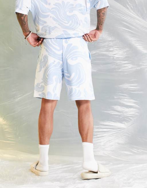 ASOS Daysocial – Lockere Shorts mit blauem Wellenmuster, Kombiteil, 2 von 4