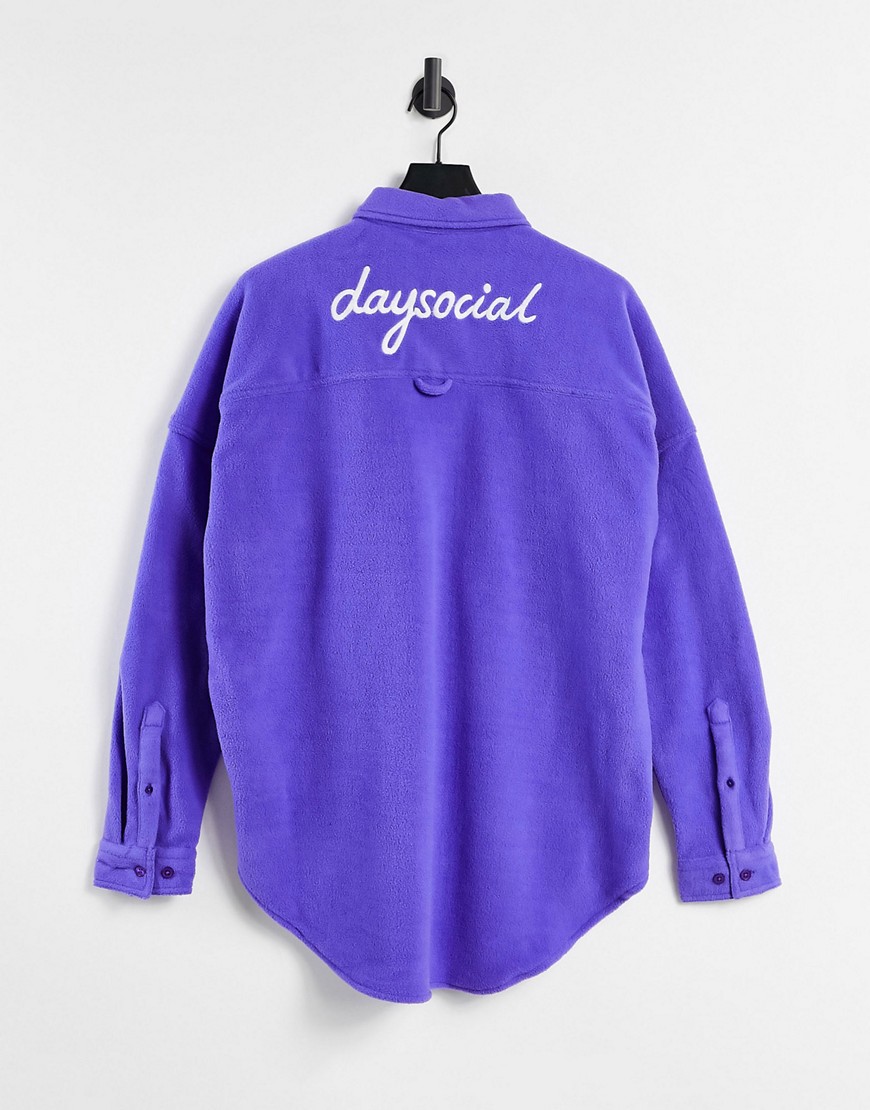 ASOS Daysocial oversized dropped shoulder polar fleece shirt in purple