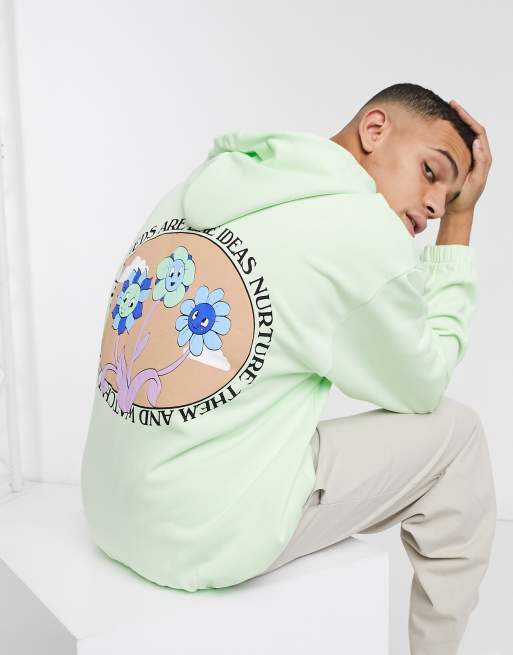 ASOS Daysocial oversized hoodie with back flower print in mint green ASOS