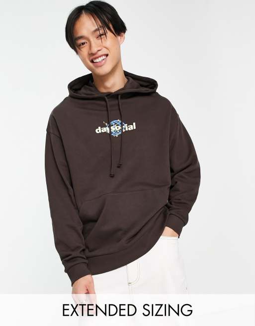 Oversize pouch pocket hoodie with flower detail