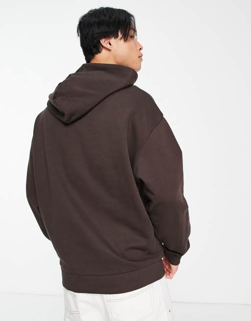 ASOS Daysocial oversized hoodie with flower detail logo in brown | ASOS