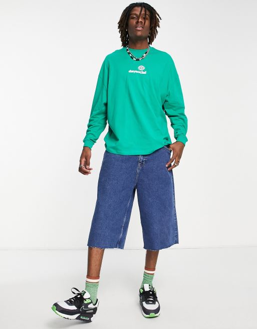 ASOS Daysocial oversized long sleeve t-shirt with photographic back print in green, 2 of 4