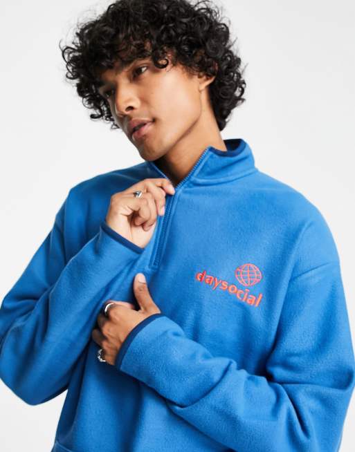 ASOS Daysocial oversized quarter zip sweatshirt in polar fleece