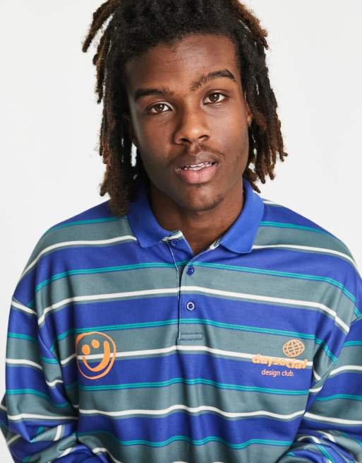 ASOS Daysocial - Oversized rugby-skjorte med gennemgående marineblå striber, 3 af 4