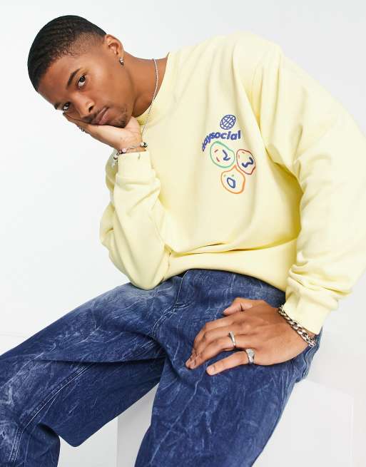 ASOS Daysocial oversized sweatshirt with happy place graphic