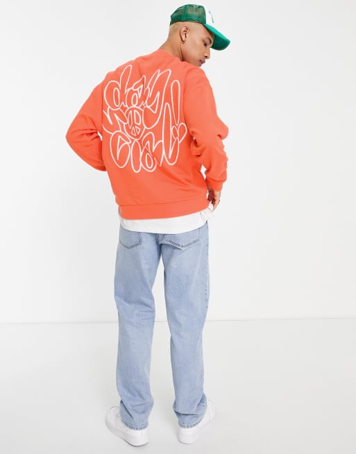 ASOS Daysocial oversized sweatshirt with large back logo print in orange