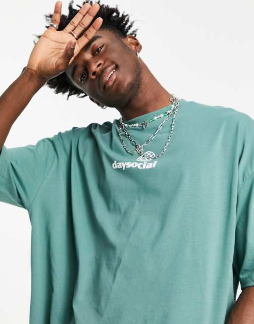 ASOS Daysocial - Oversized t-shirt med print på brystet i blå, 4 af 4