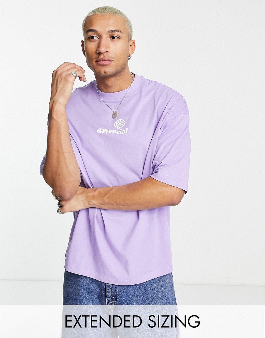 ASOS Daysocial oversized t-shirt with chest logo in violet-Purple