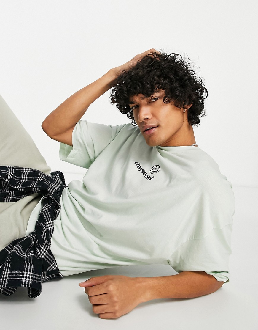 ASOS Daysocial oversized T-shirt with front print in light green