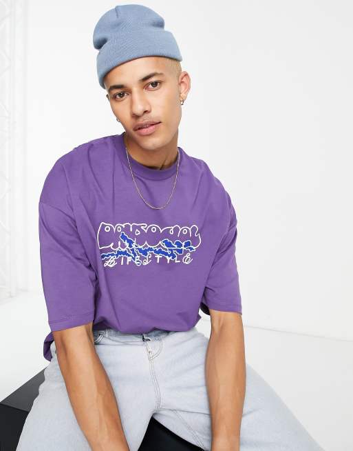 ASOS Daysocial oversized t-shirt with logo chest graphic print in ...