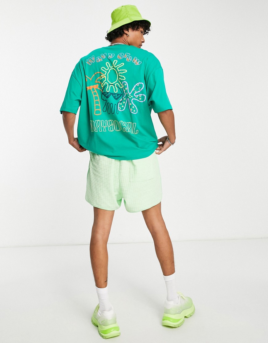 ASOS Daysocial oversized t-shirt with scribble graphic back print in green
