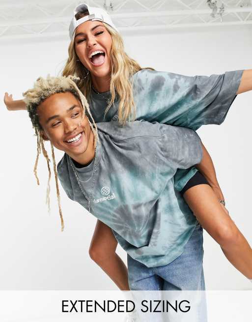 ASOS Daysocial - Oversized unisex T-shirt med forskelligt grafikprint i blågrønt og lilla batik