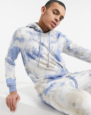 Homme Daysocial - Sweat à capuche à logo imprimé effet tie-dye (pièce d’ensemble) - Marron et bleu