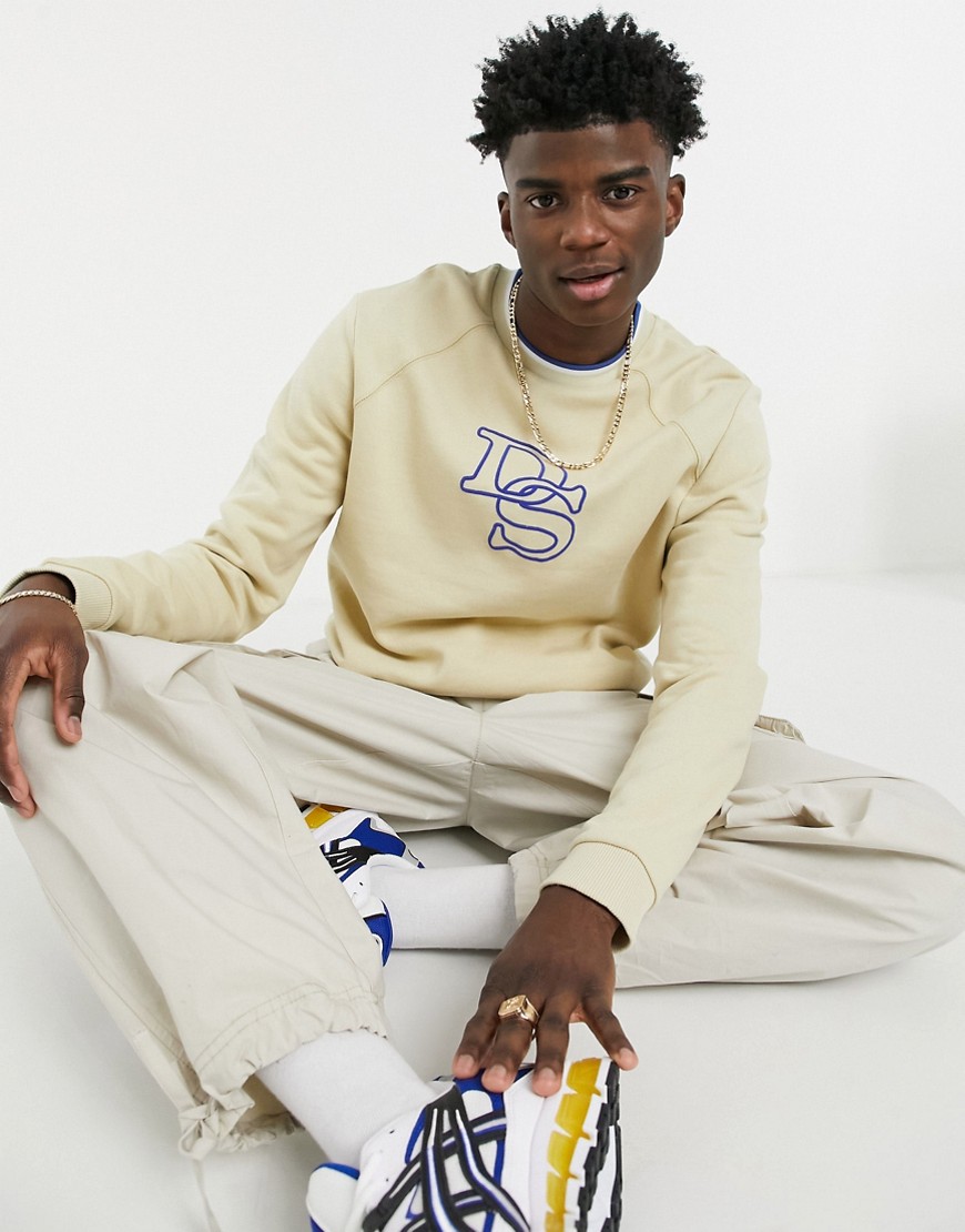 ASOS Daysocial sweatshirt in beige with back text print-Neutral