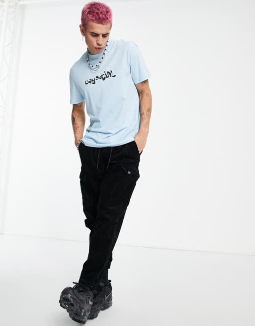 ASOS Daysocial - T-shirt blu cristallino con logo sul petto, 4 di 4