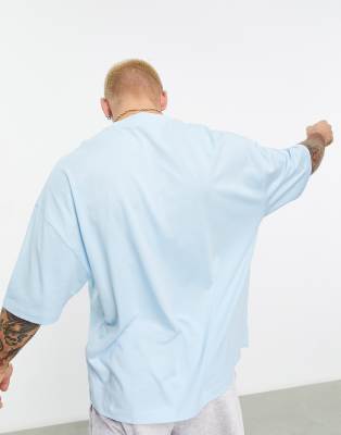 T-shirt oversize blu con stampa del logo sul davanti - ASOS DESIGN T-shirt donna  - immagine1