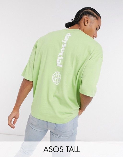 ASOS Daysocial Tall oversized t-shirt with logo spine print