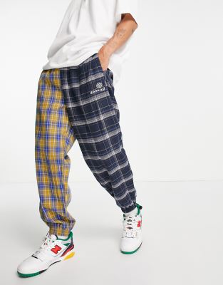 ASOS Daysocial tapered trousers in patchwork check design