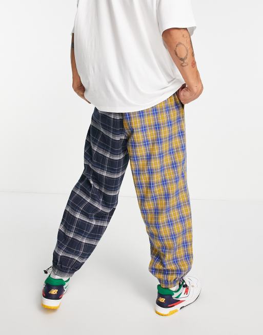 ASOS Daysocial tapered trousers in patchwork check design