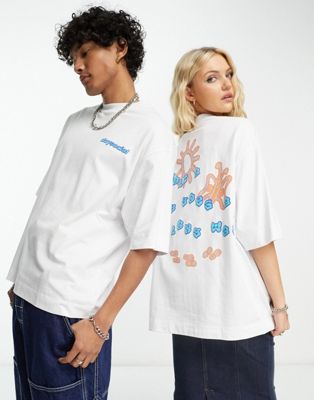 ASOS Daysocial unisex oversized t-shirt in heavyweight jersey with slogan back graphic print in white - ASOS Price Checker