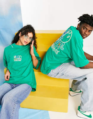 ASOS Daysocial unisex oversized t-shirt with graphic print and logo in green