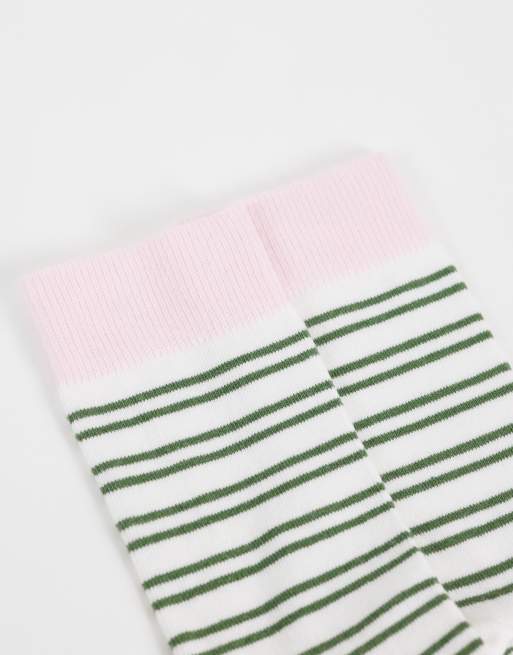 ASOS DEISGN - calcetines a rayas verdes con borde rosa, 2 de 3