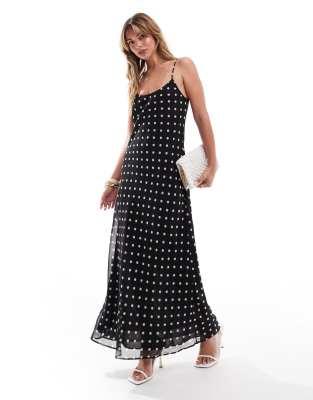 Shop ASOS DESIGN DEISGN chiffon scoop neck maxi dress in polka dot Online – Trendy & Affordable Fashion