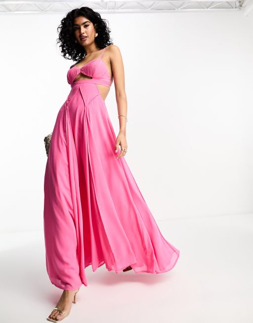 Asos pink store maxi dress