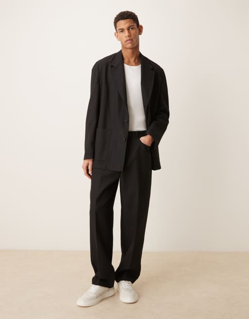 ASOS DESIGN slouchy painter suit in black twill, 2 of 3